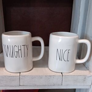 Rae Dunn Naughty and Nice Cream Mugs